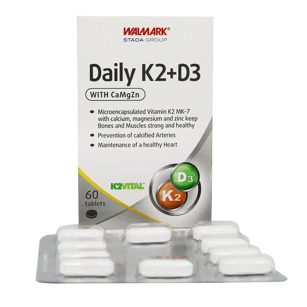 Walmark Daily K2+D3 With Ca,Mg,Zn 60 Tablets.