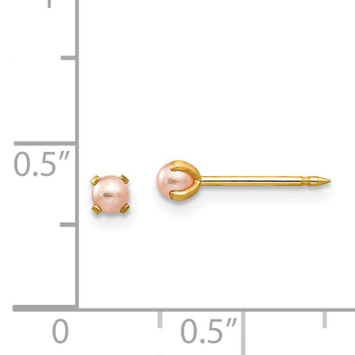 Inverness 109E GP Pink Pearl Earrings 14KT 3mm