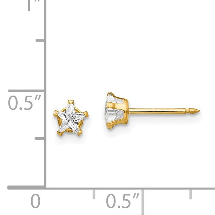 Inverness 151E Star CZ Earrings 14KT 4mm