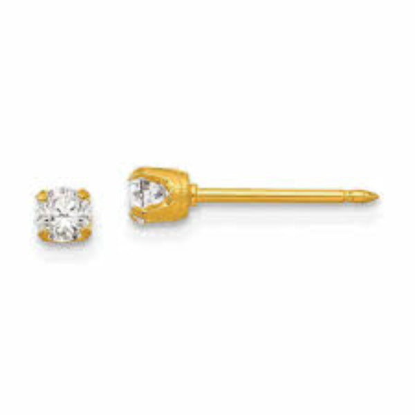 Inverness 243E GP CZ Earrings 18KT 3mm