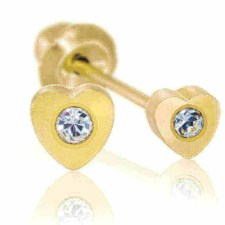 Inverness 25C GP Crystal In Heart Earrings 24KT