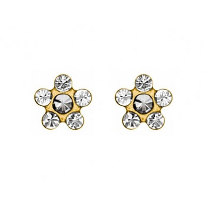 Inverness 805C Flower Crystal Earrings 24KT