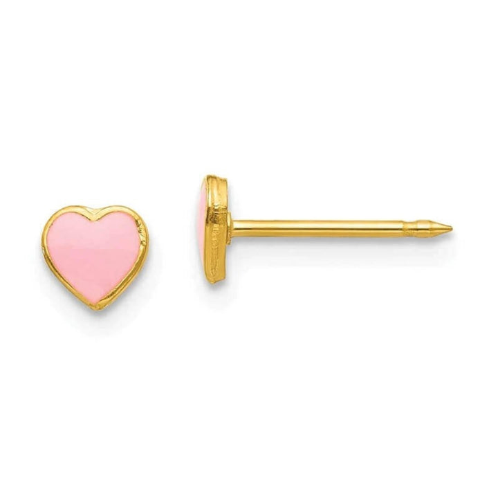 Inverness 840C Pink Enamel Heart Earrings 24KT