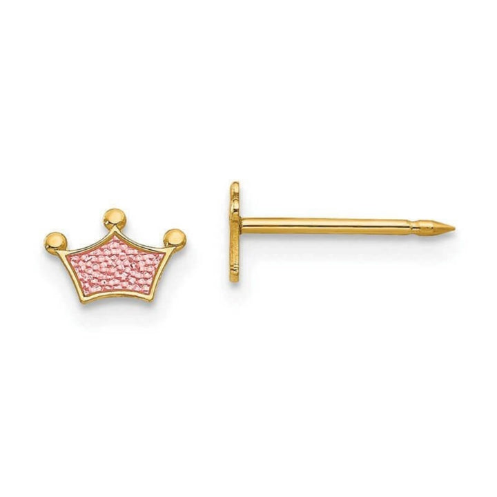 Inverness 844E Pink Crown Earrings 14KT