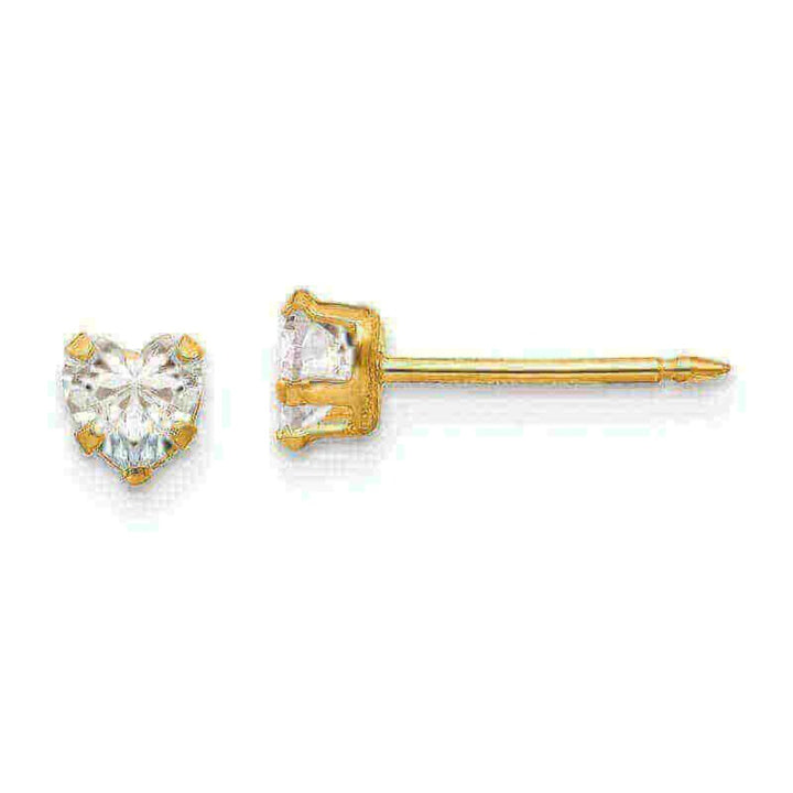 Inverness Ear Rings 472e 14kt 4mm Clear Heart