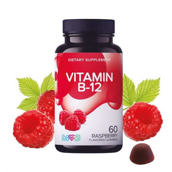 Livs Vitamin B12 with Raspberry Flavor 60 Gummies