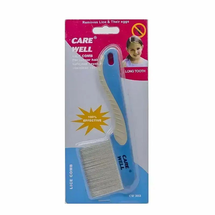 METAL LICE COMB SHORT TOOTH PLASTIC HANDLE CW307